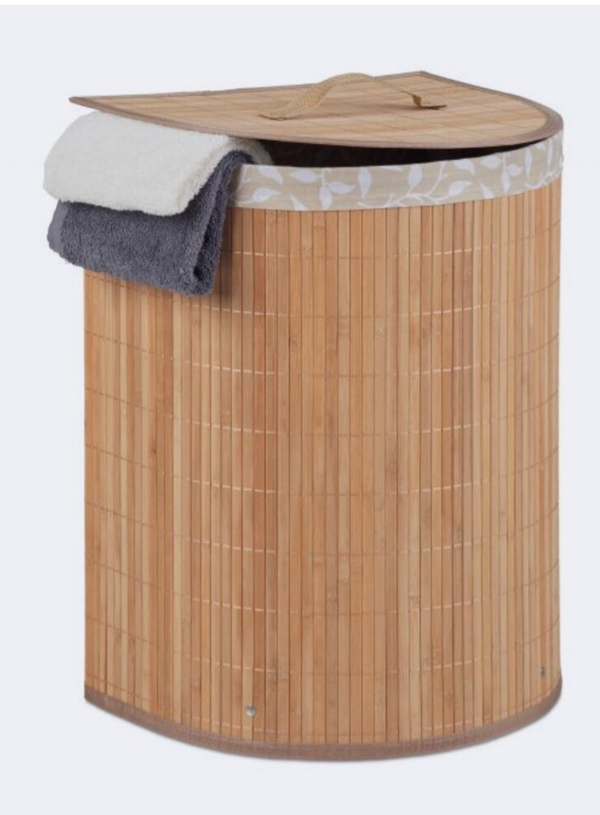 Relaxdays Wasmand – 30L – Bamboe – Met Waszak – Halfrond – Ventilatiegaten – Naturel