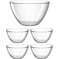 Leonardo Attivo 5-delig Schalenset – Transparant Glas – Saladeschaal & 4 Kleine Schalen – Vaatwasserbestendig - serveerschalen
