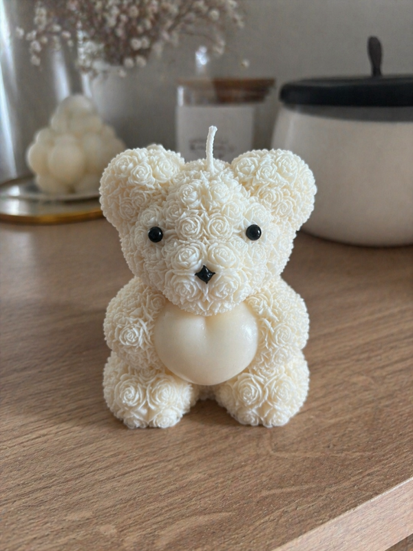🧸 Bougie Nounours Fleuri – Ohlala Cocoon