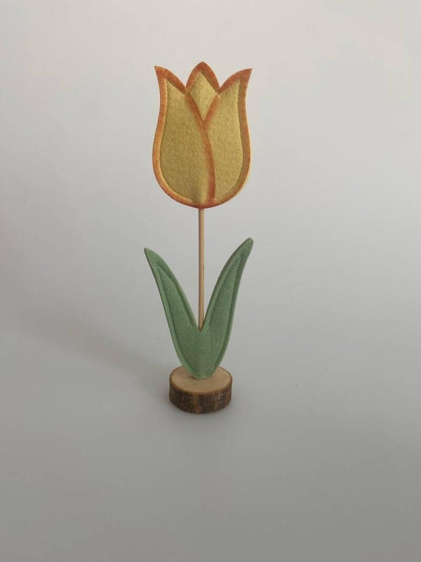 Mica Tulp Op Boomschijf - H29,5xD8,5 cm