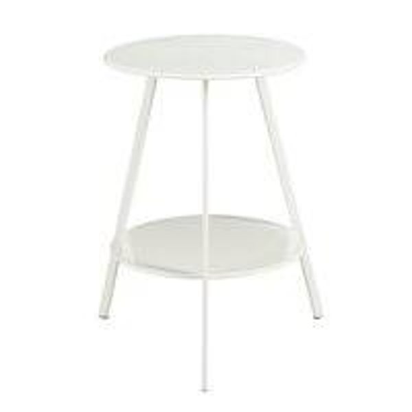 Mica Decorations Seatle Bijzettafel Rond voor Buiten - Koffietafel - Salontafel Buiten - Ook als Plantentafeltje of Plantenstandaard - Metaal - 58 x 46 cm - Wit