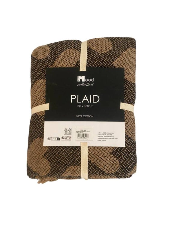 Mica Plaid Heart Lichtbruin 180x130 cm – Zachte Deken met Hartjes – Decoratieve Throw voor Bank en Bed