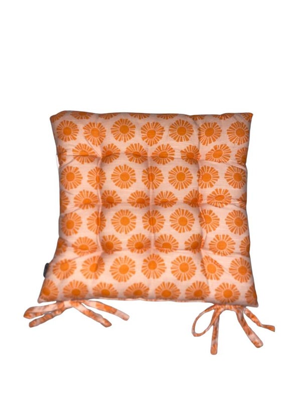 Mica Kumara Tuinstoelkussen Oranje 46x46x7 cm – Comfortabel Stoelkussen met Vulling en Touwtjes