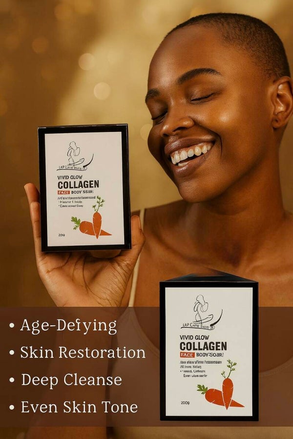 🌟 Vivid Glow Carrot Collagen Face & Body Soap