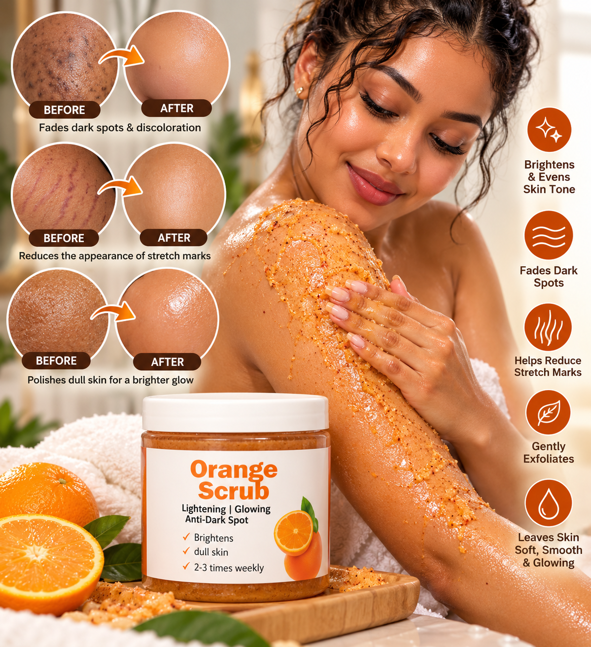 🍊   LDP Extra lightening Exfoliating Orange Scrub – Face & Body Care