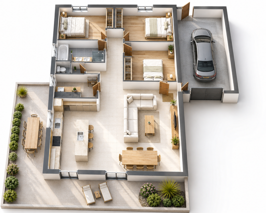 Plan 3D d'une maison