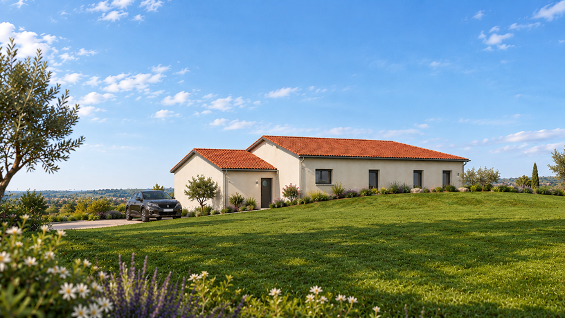 Maison sur colline paysagée