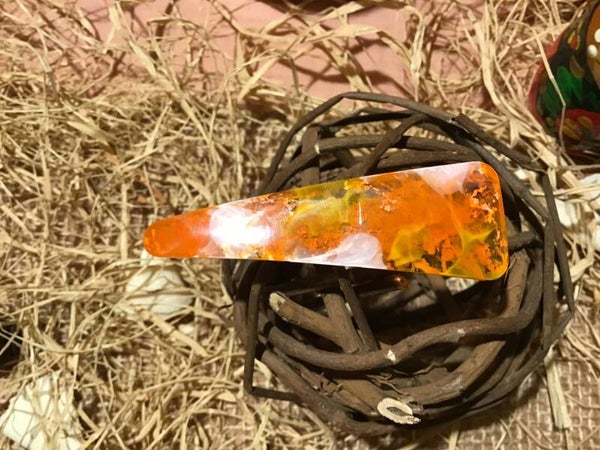 Pince cheveux multicolore blanc et orange