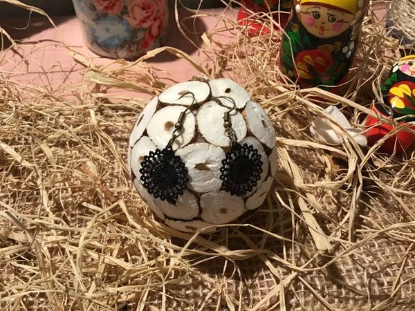 Boucles d’oreilles dentelle noires