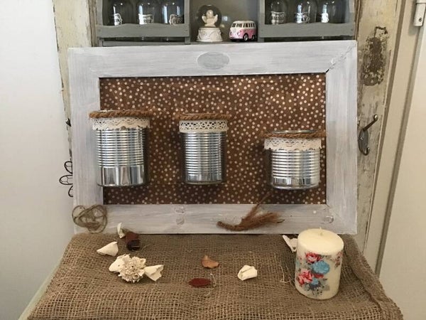 Cadre décoration,boîtes de conserves