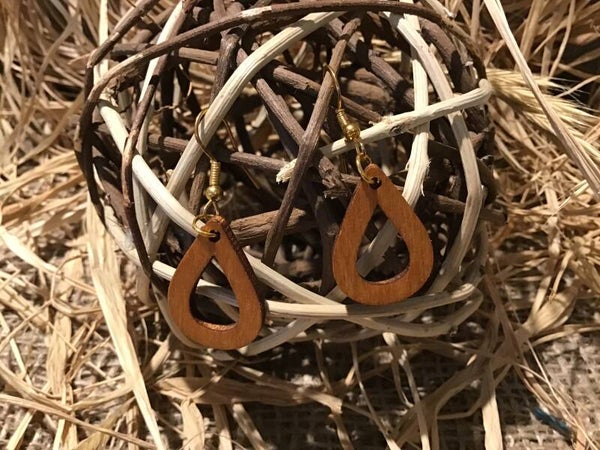 Boucle d’oreille goutte d eau marron