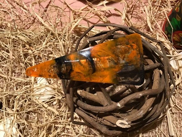 Pince cheveux multicolore orange et bleu