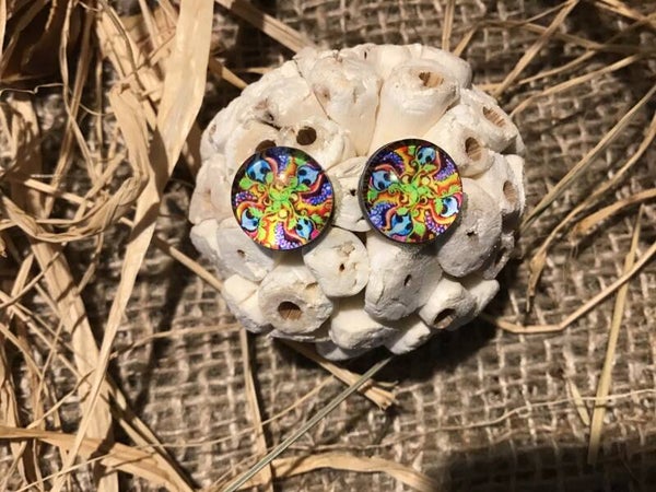 Boucle d’oreille boule colorée