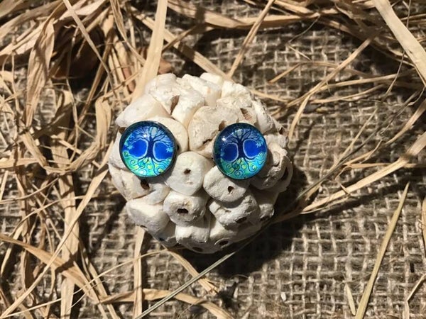 Boucle d’oreille boule bleu