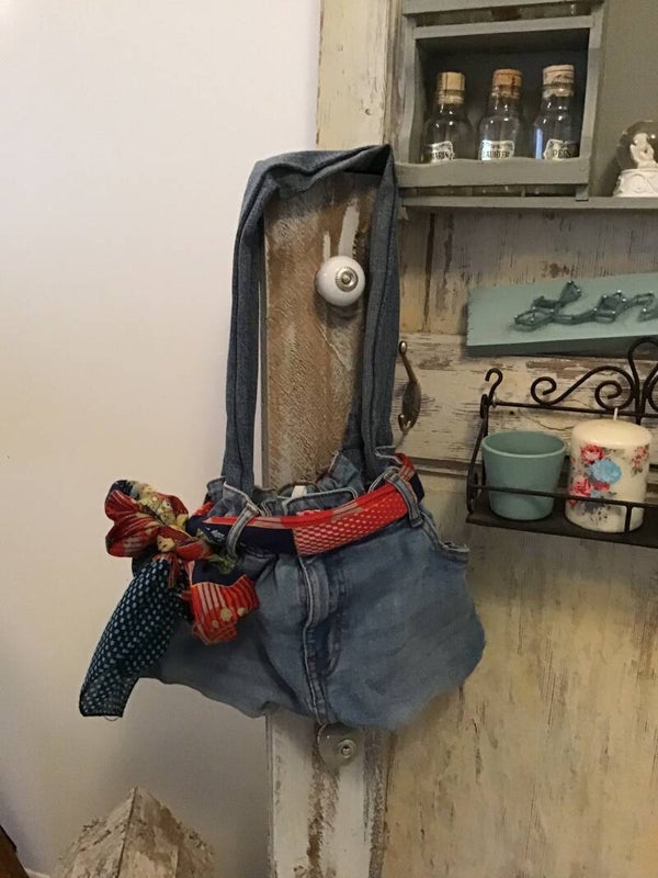 Sac jean ,ceinture foulard coloré