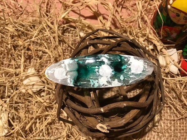 Pince cheveux multicolore vert et blanc