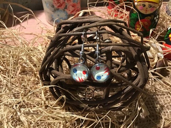 Boucles d’oreilles cabochon Mongolfière