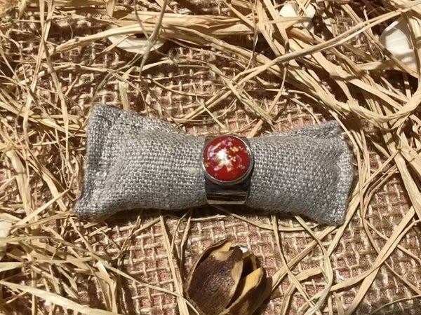 Bague cabochon rouge et doré