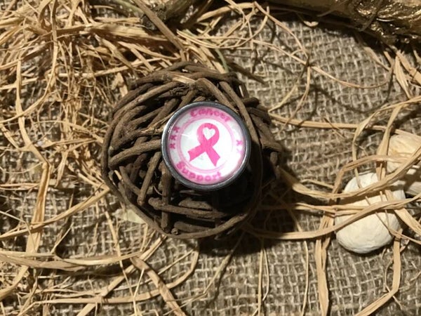 Bague cabochon octobre rose