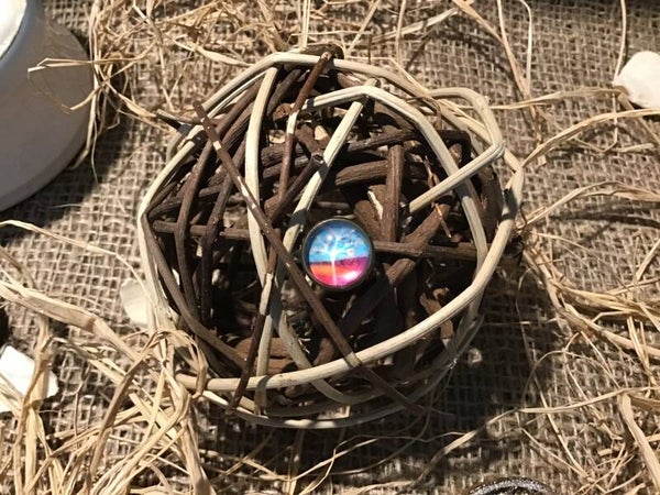 Bague arbre de vie bleu et rose