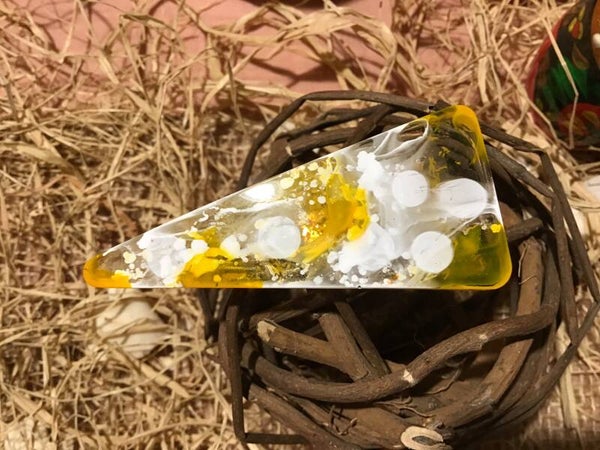 Pince cheveux jaune et blanc