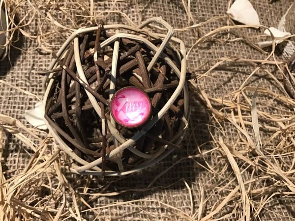 Bague cabochon Octobre rose