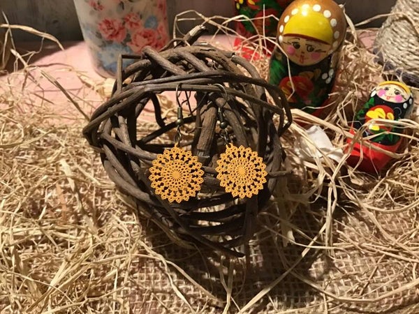 Boucles d’oreilles dentelle oranges pâles