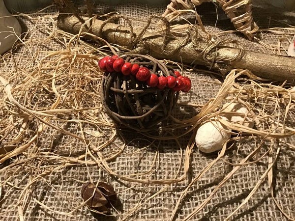 Bracelet perles maison rouge et pailleté