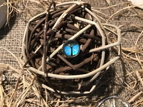 Bague arbre de vie bleu