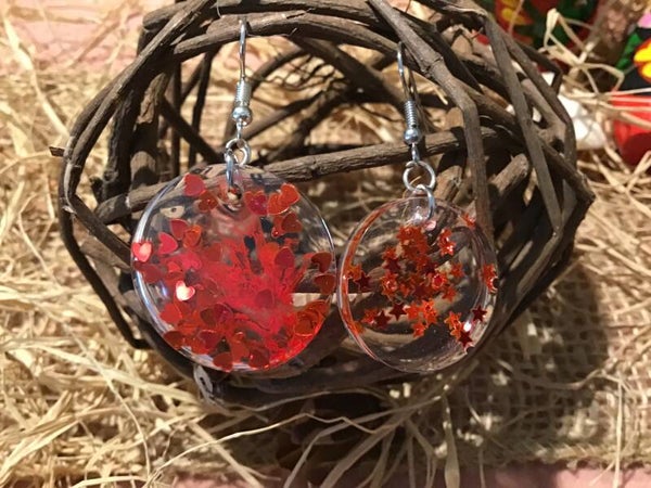 Boucles d’oreilles rondes pailletées rouges