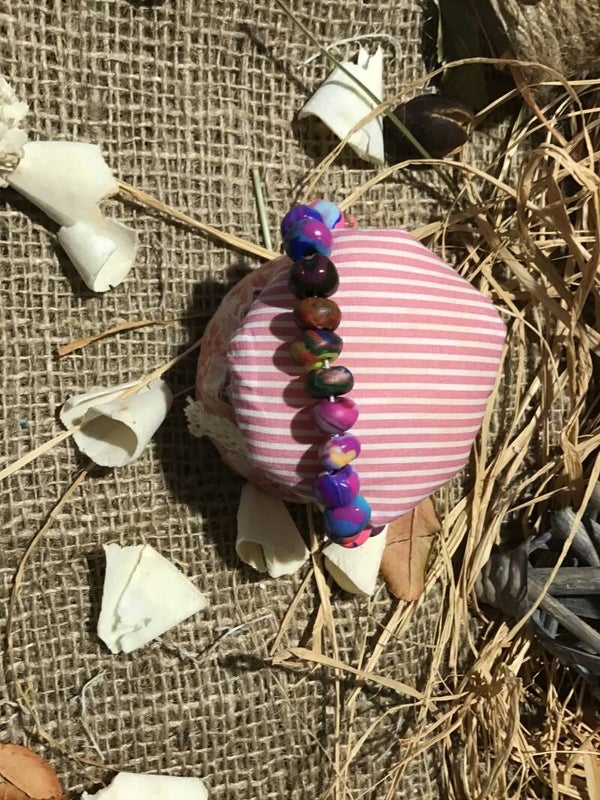 Bracelet perles maison multicolore violet