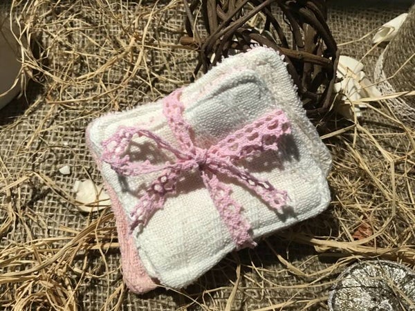 Lingettes démaquillantes lavables rose et écru