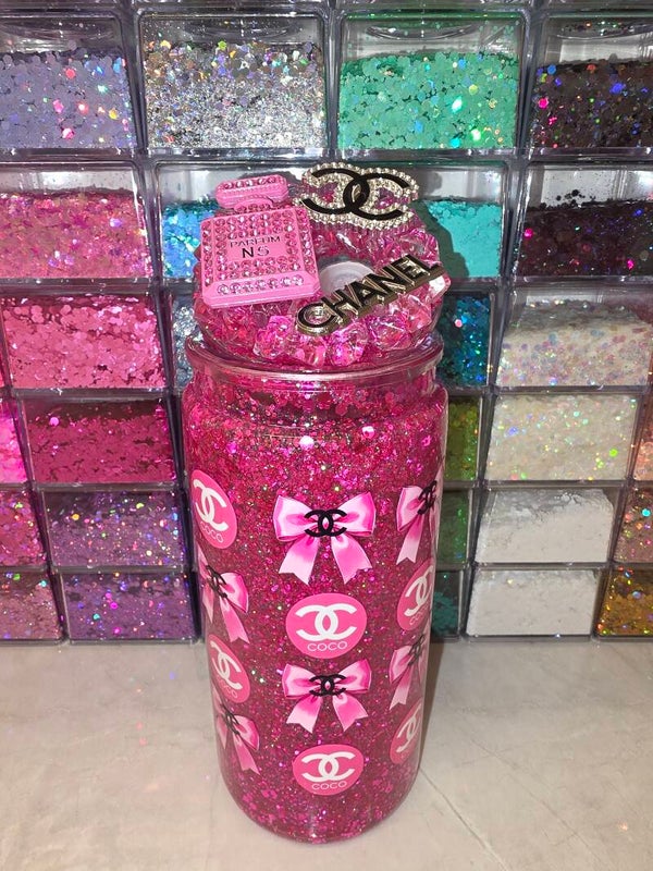 Pink Chanel Snowglobe tumbler 20oz