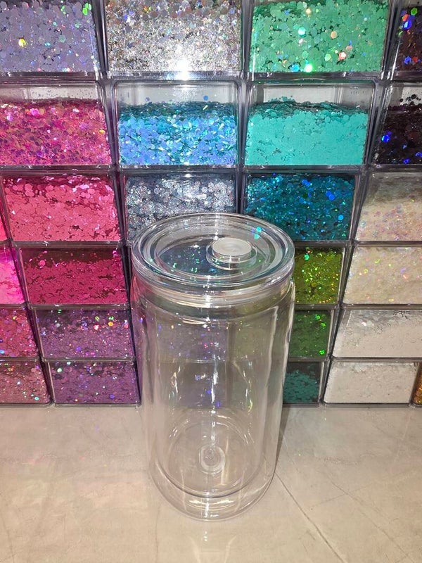 16oz Snowglobe tumbler with plain lid for customisation