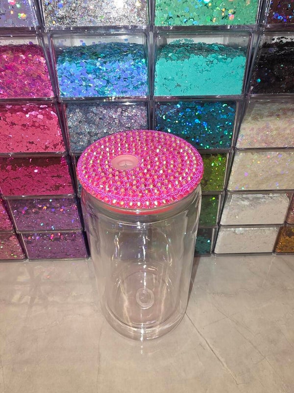 16oz Snowglobe tumbler with Rhinestone lid for customisation