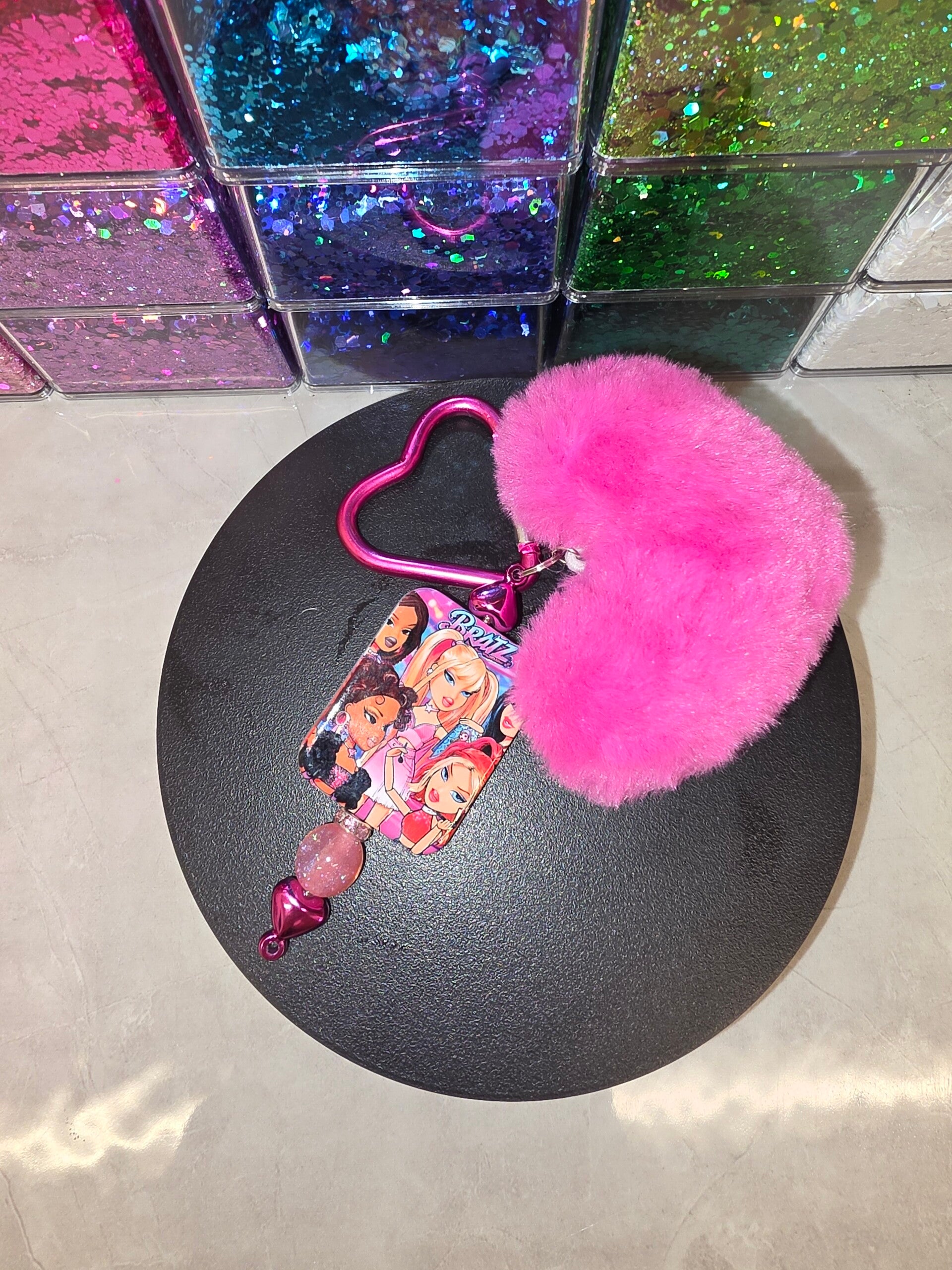 Bratz pink fluffy key ring