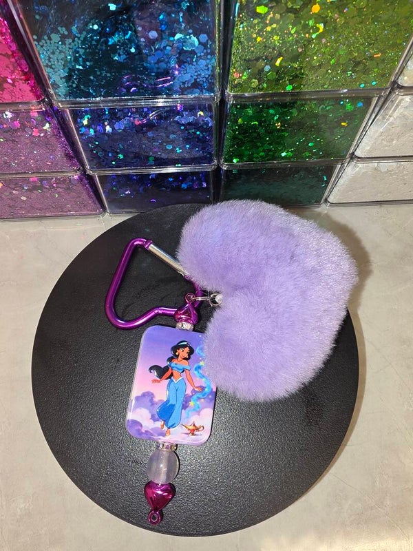 Jasmine fluffy purple heart key ring