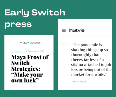 Image of two quotes featuring Maya Frost from articles appearing in Thrive Global and InSyle in 2021. 