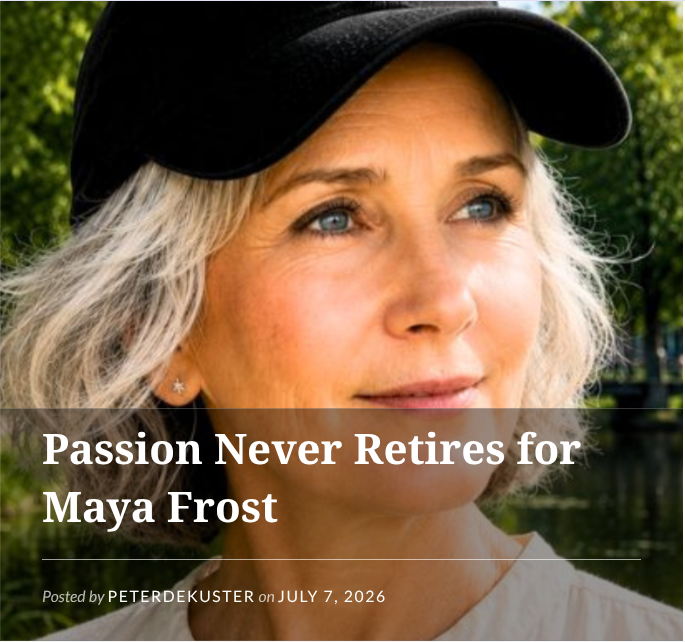 Maya Frost, founder of Collapse Forward, featured in Passion Never Retires, a storytelling site sharing insights from those continuing to do good work beyond traditional retirement age.