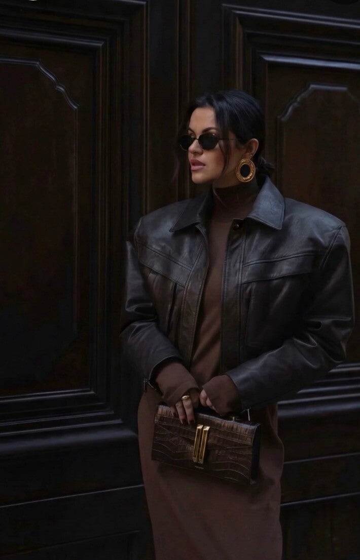 Veste courte effet bomber en similicuir
