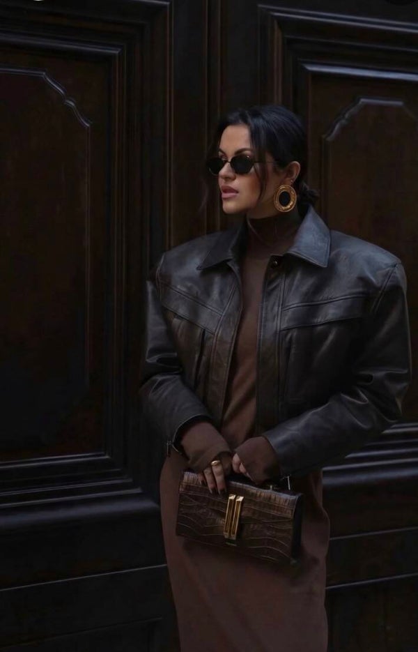 Veste courte effet bomber en similicuir