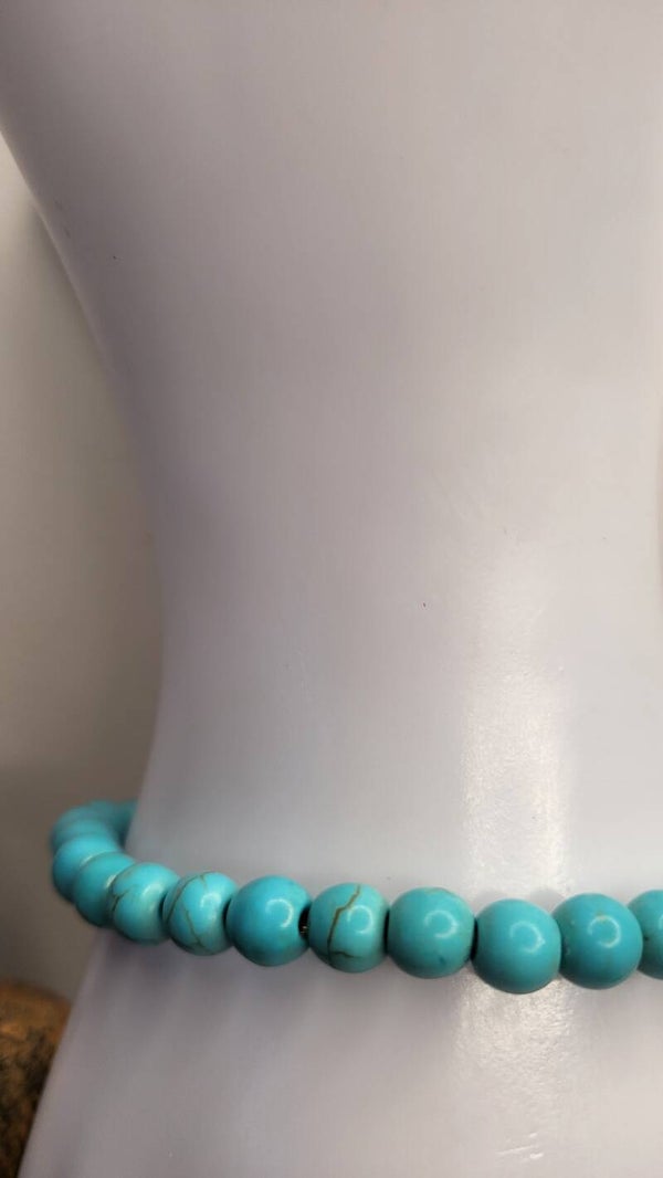 Perle de verre teintée "Style" Turquoise 6mm