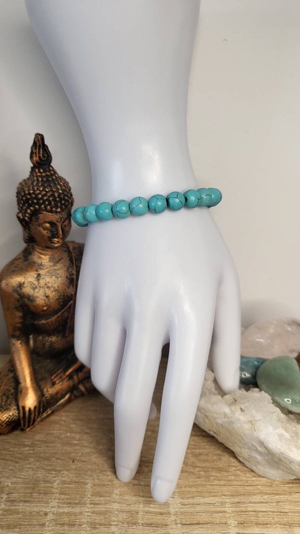 Bracelet en verre teinté "Style Turquoise" 8mm
