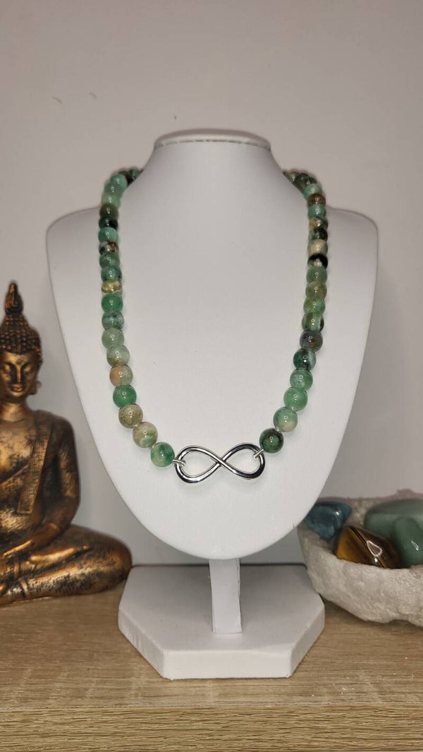 Collier Calcite verte naturelle de 8mm "Modifier"