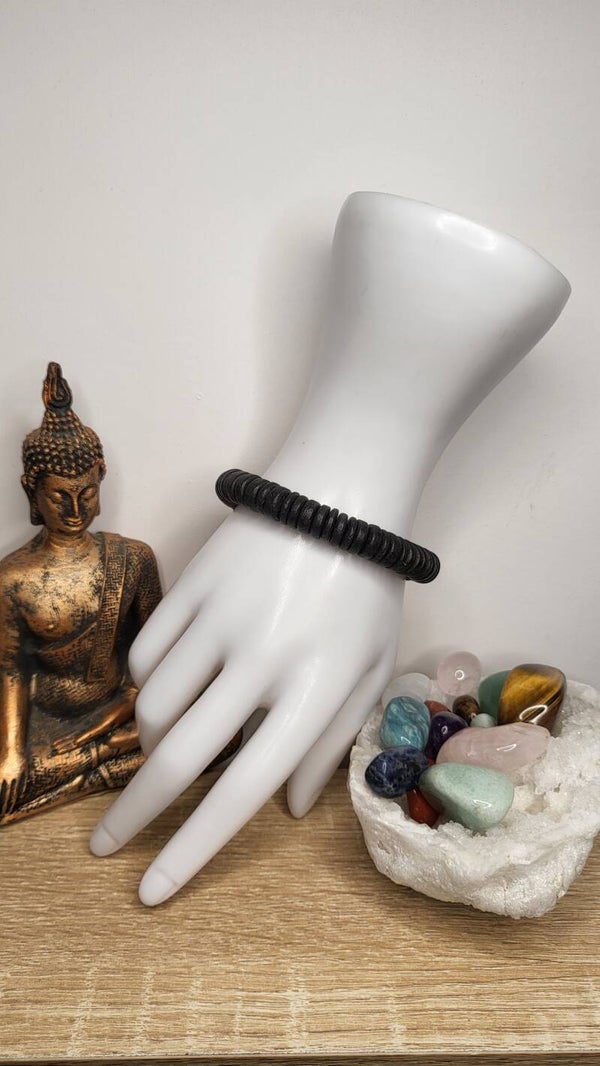 Bracelet de rondelle en bois de coco 10mm "noir"