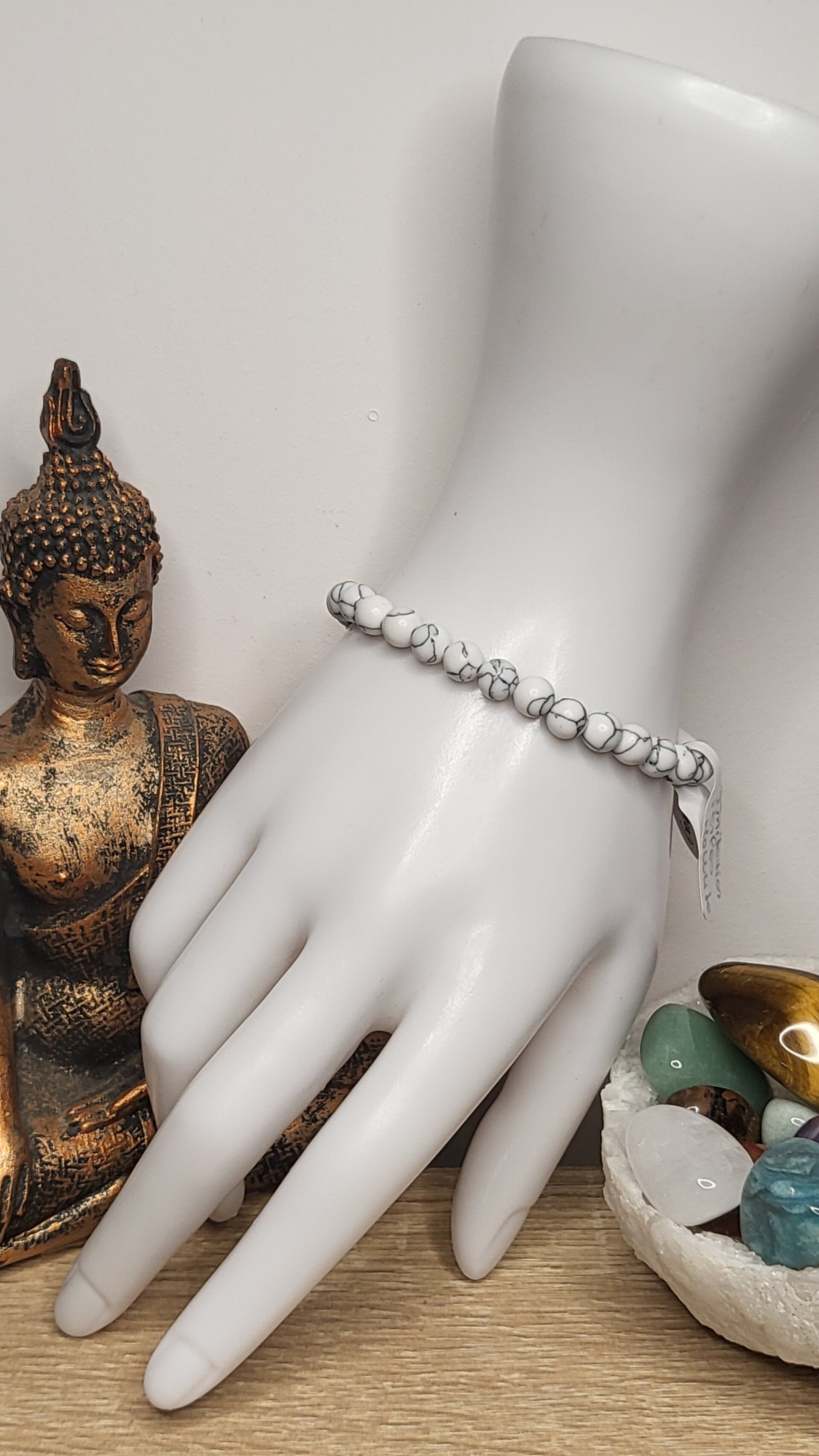 Perle synthétique blanche et noir 6mm