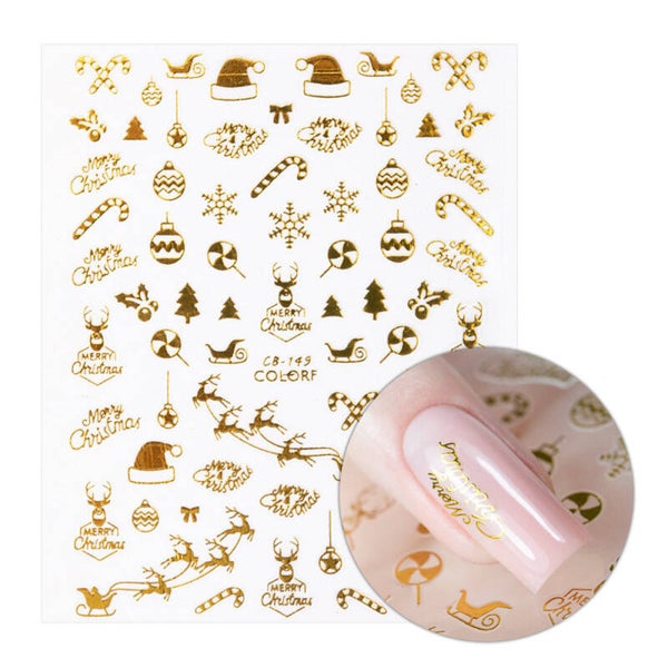 Nailart sticker kerst goud 149