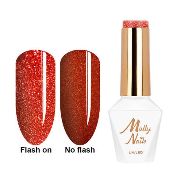 Molly nails gellak 645 oranje rood glitter