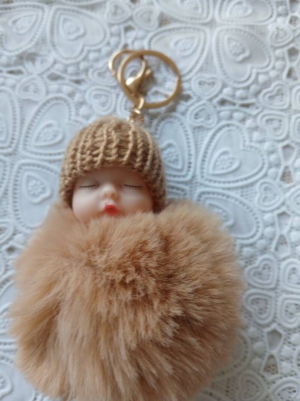 Fluffy sleutelhanger bruin