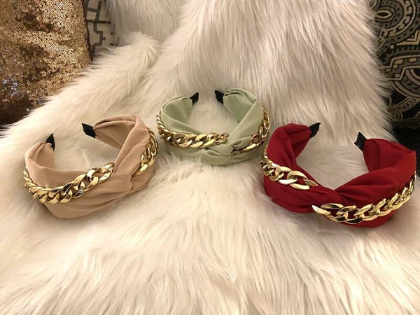 Gold Chain Cross Headband